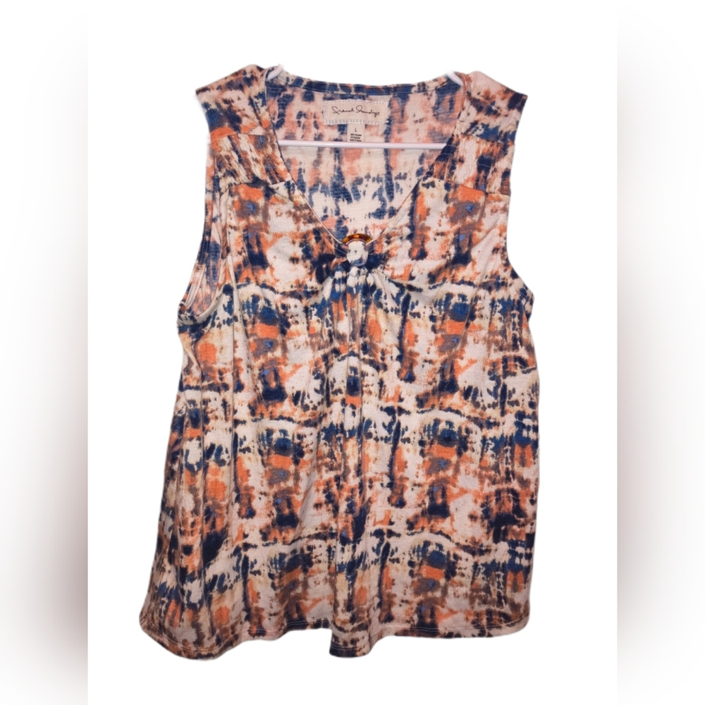 Xhilaration Tie-Dye V-Neck Tank with Y2k Ring Detail